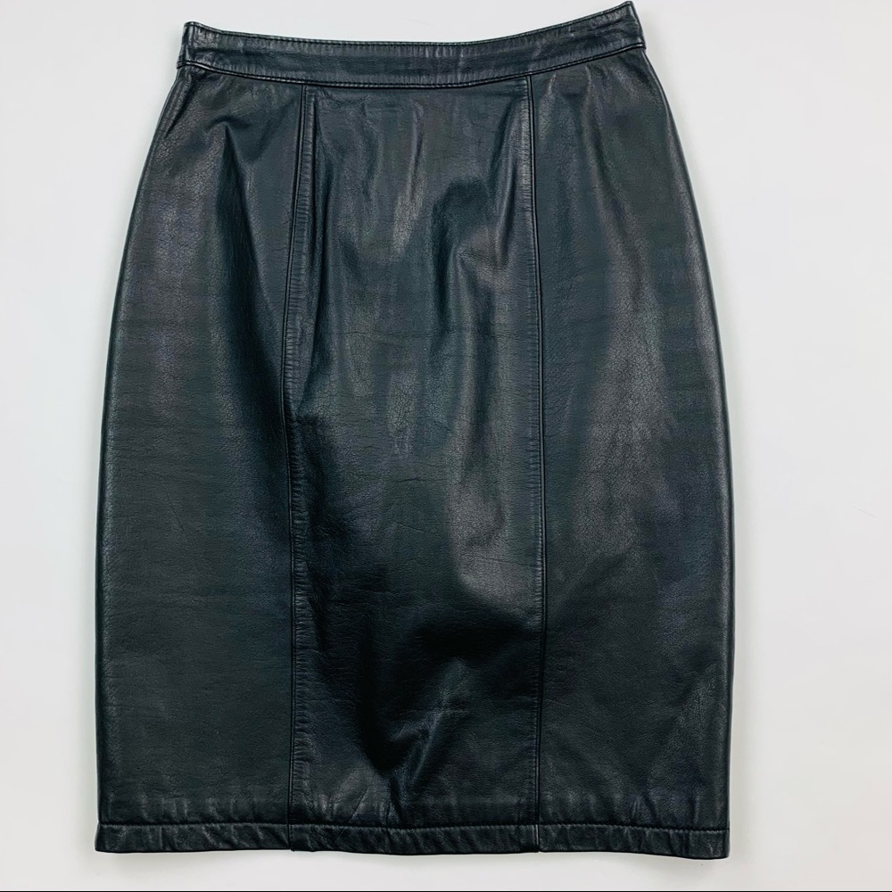 Vintage GIII Black Leather Skirt Sz 3/4